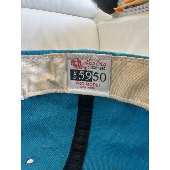 VTG 90s Charlotte Hornets Hat Cap New Era 7 1/4 59Fifty 5950 Fitted NBA Teal - Picture 15 of 16